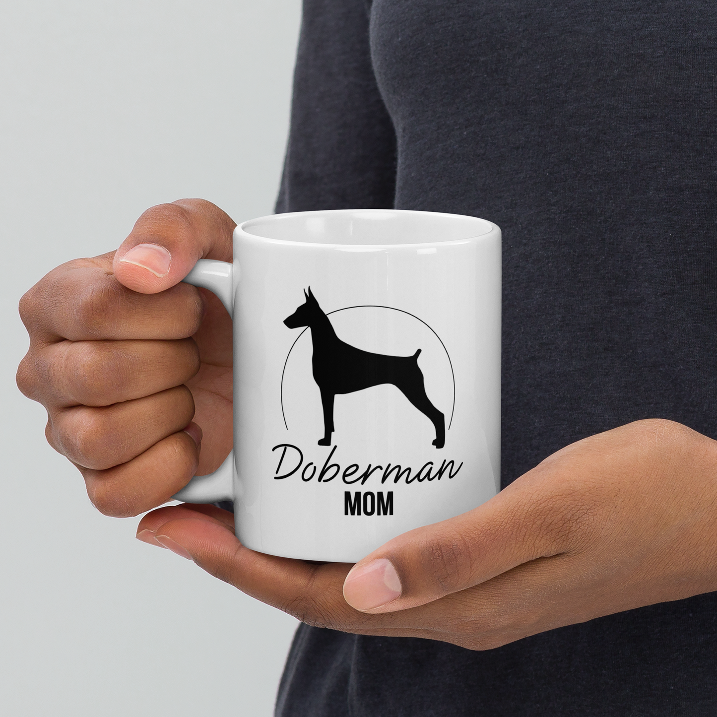 Canine Revolution Apparel Doberman Dog Mom White Ceramic Mug