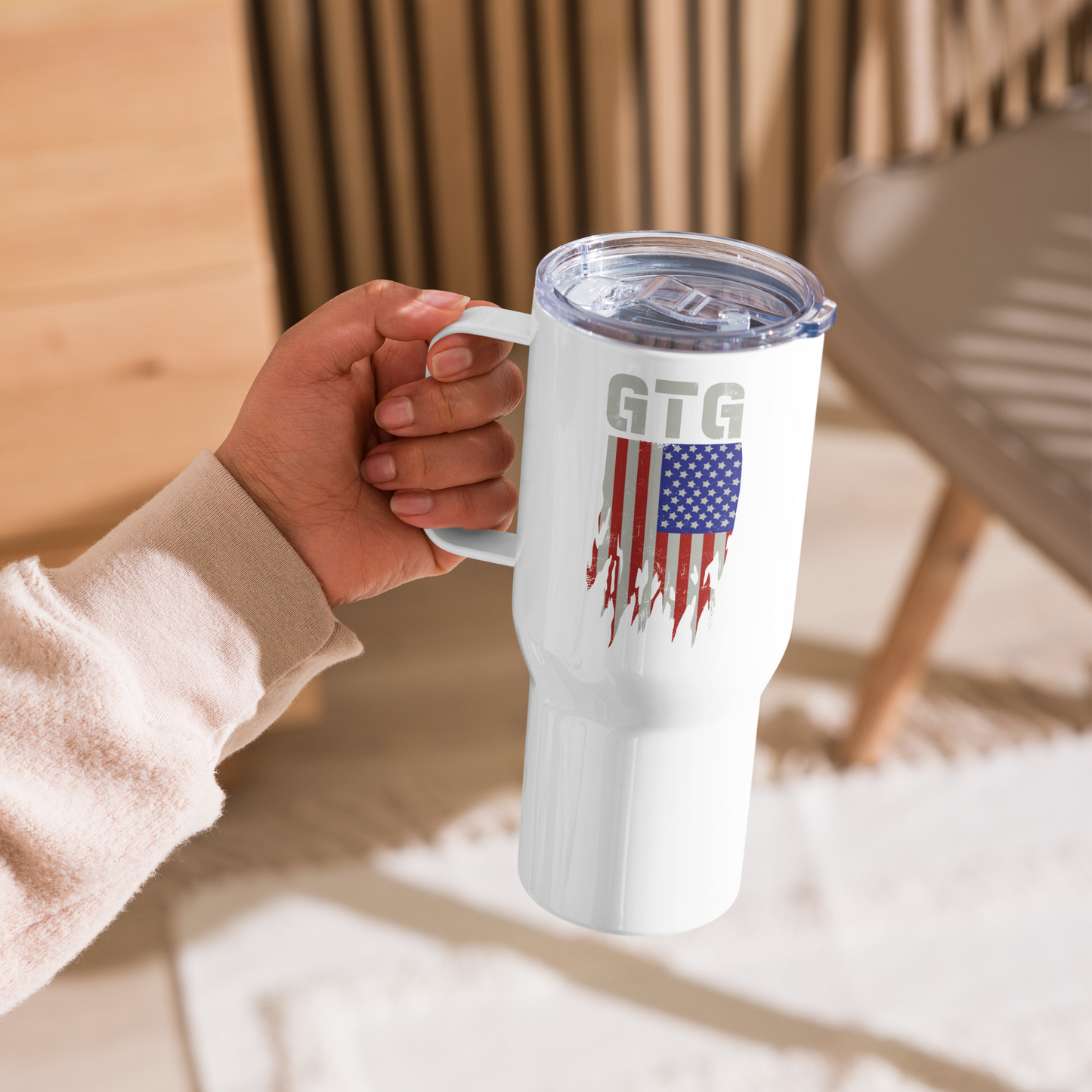 GTG American Flag Stainless Steel Travel Cup with Handle