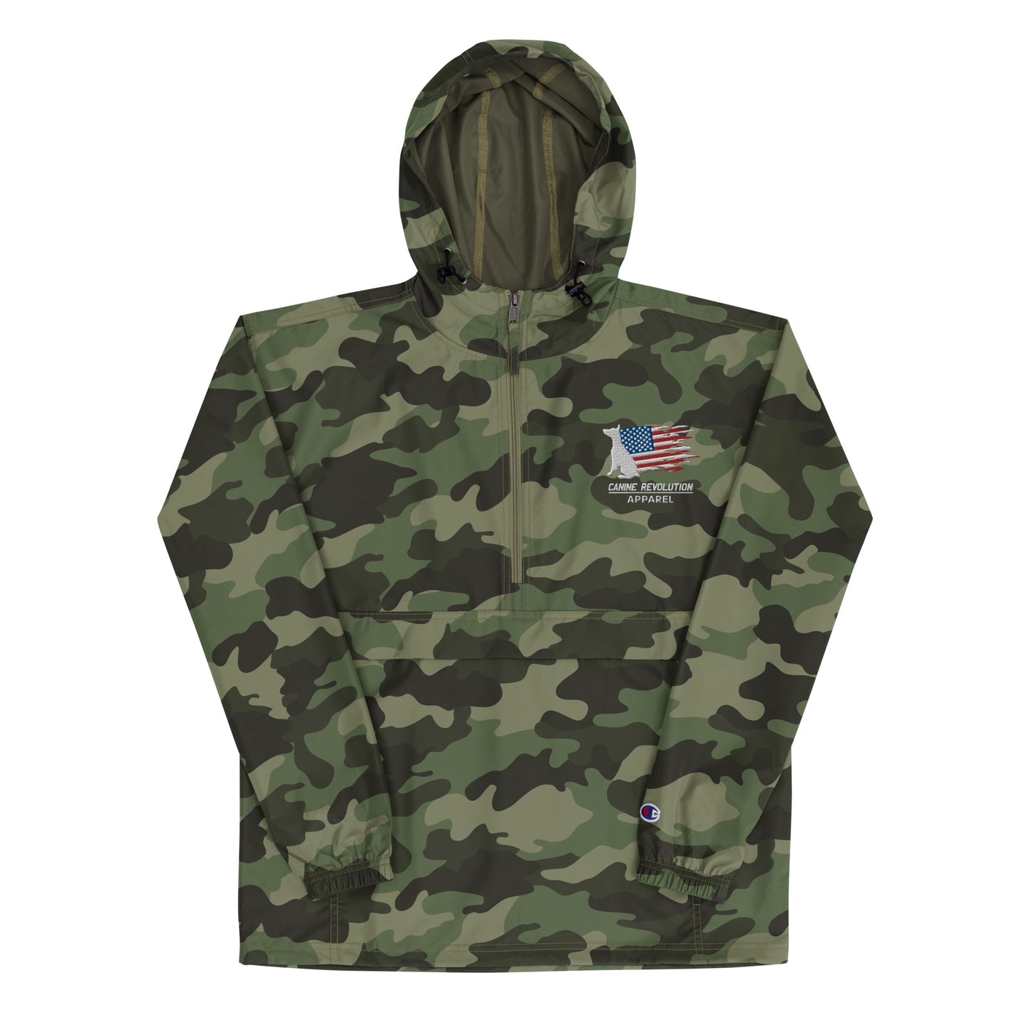 Canine Revolution Apparel Embroidered Packable Wind and Rain Resistant Jacket