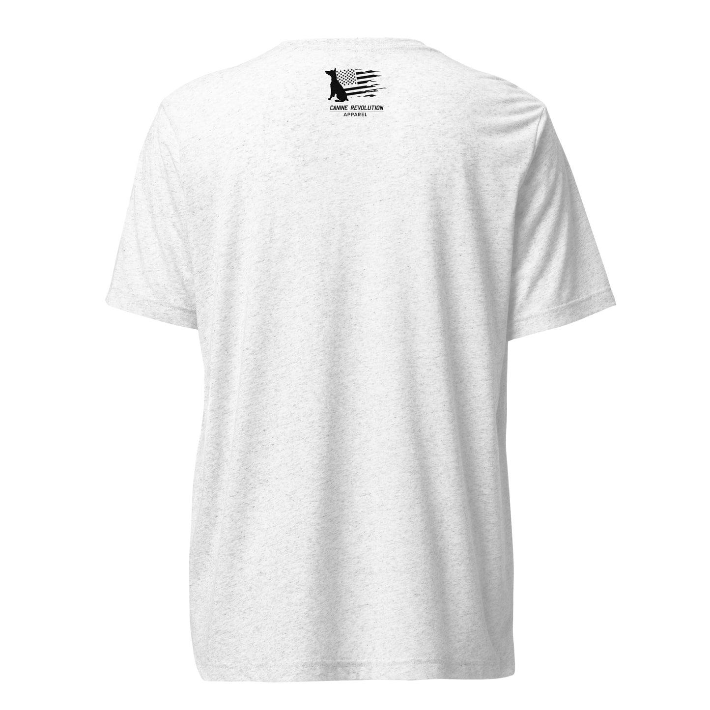 Iron Revolution Tri-Blend Unisex Dumbbell T-Shirt with Back Black Logo