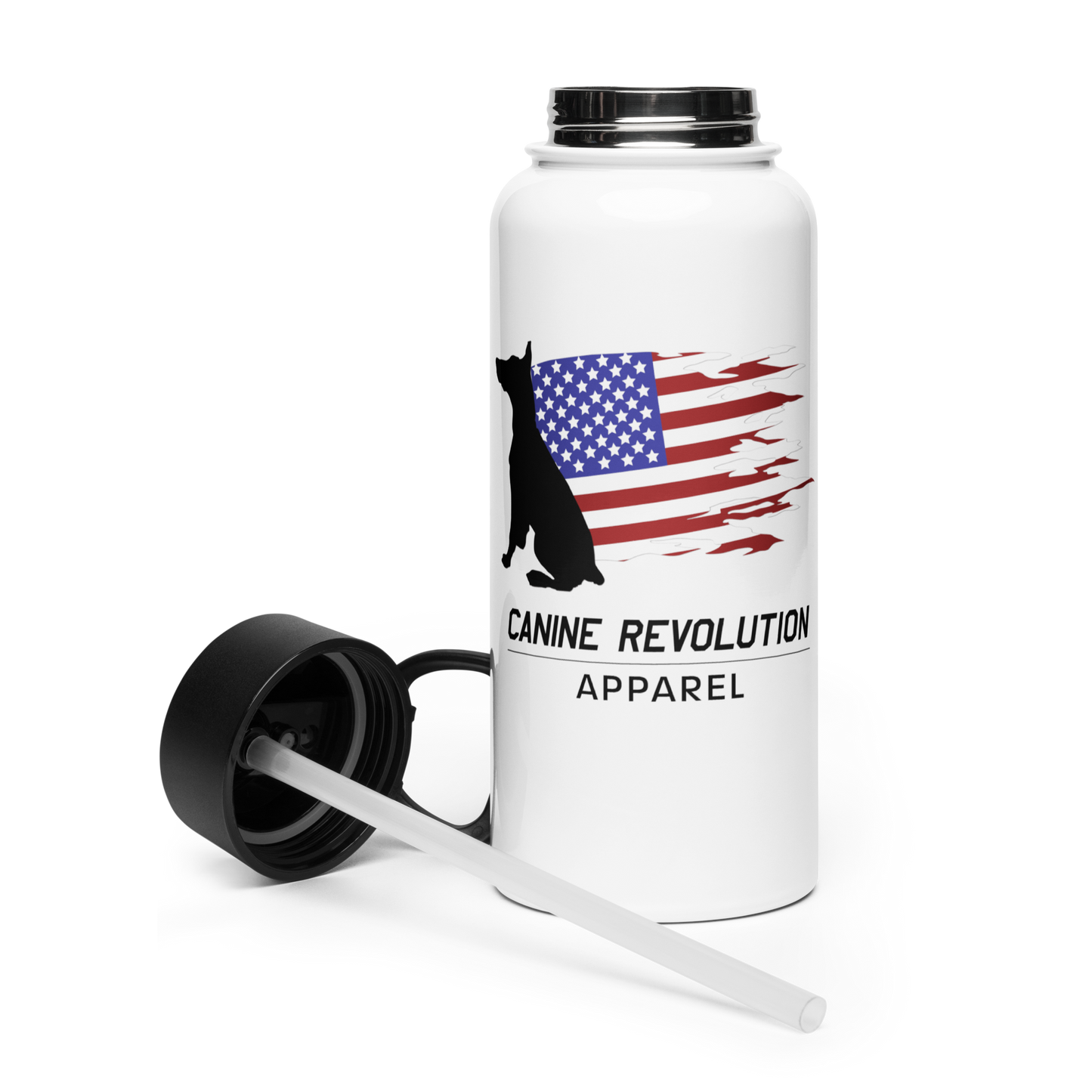 Canine Revolution Apparel Stainless Steel Water Bottle with Straw Lid