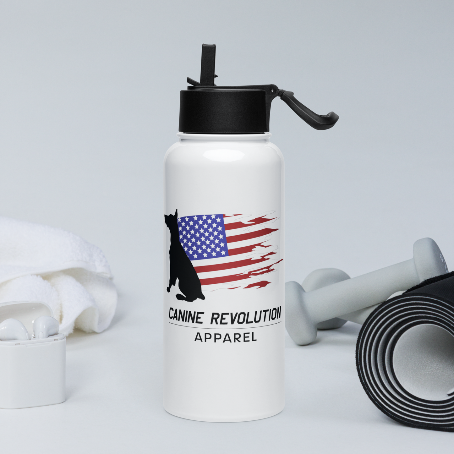 Canine Revolution Apparel Stainless Steel Water Bottle with Straw Lid