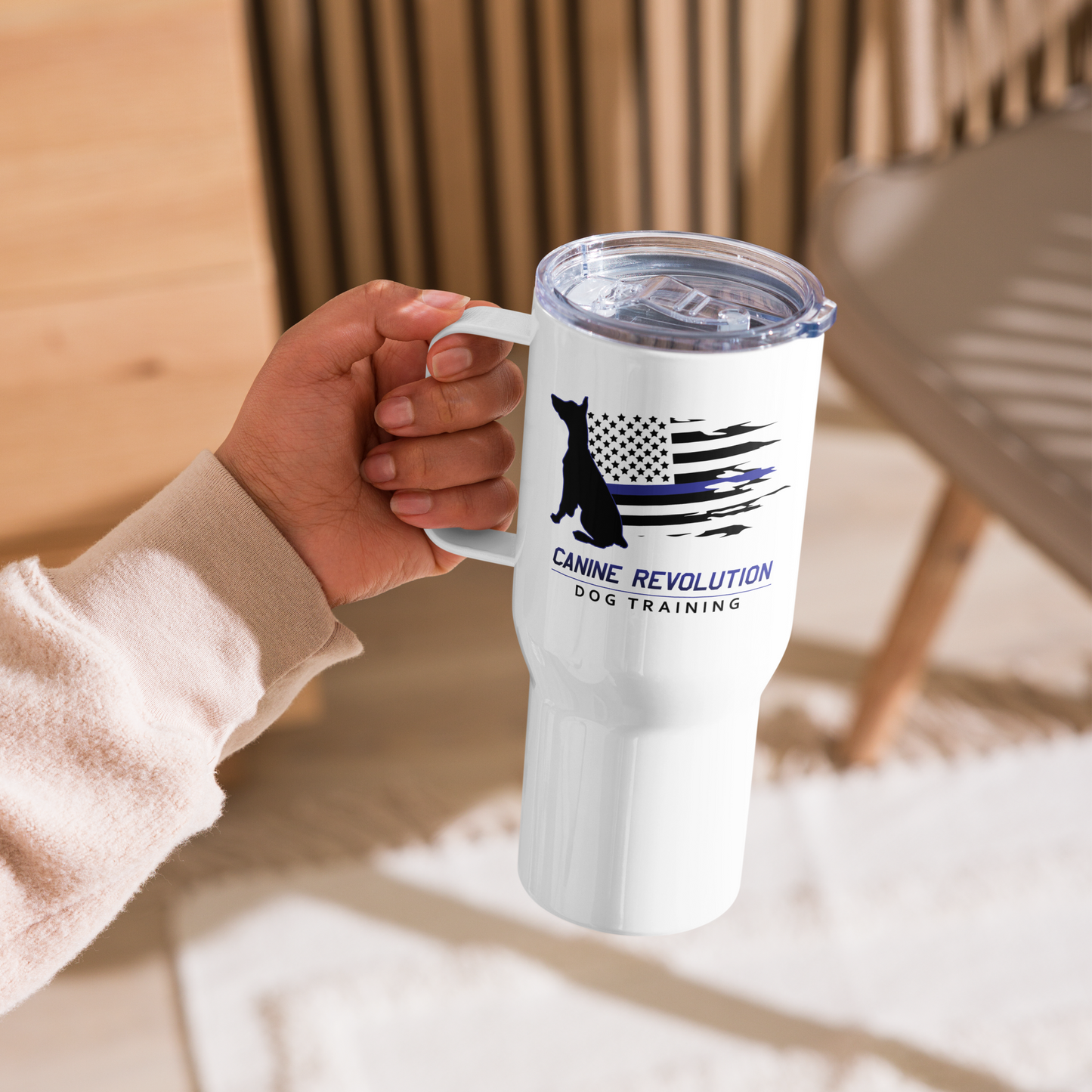Canine Revolution Dog Training Thin Blue Line Stainless Steel Travel Cup with Handle