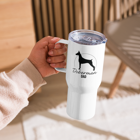 Doberman Dog Dad Stainless Steel Travel Cup with Handle