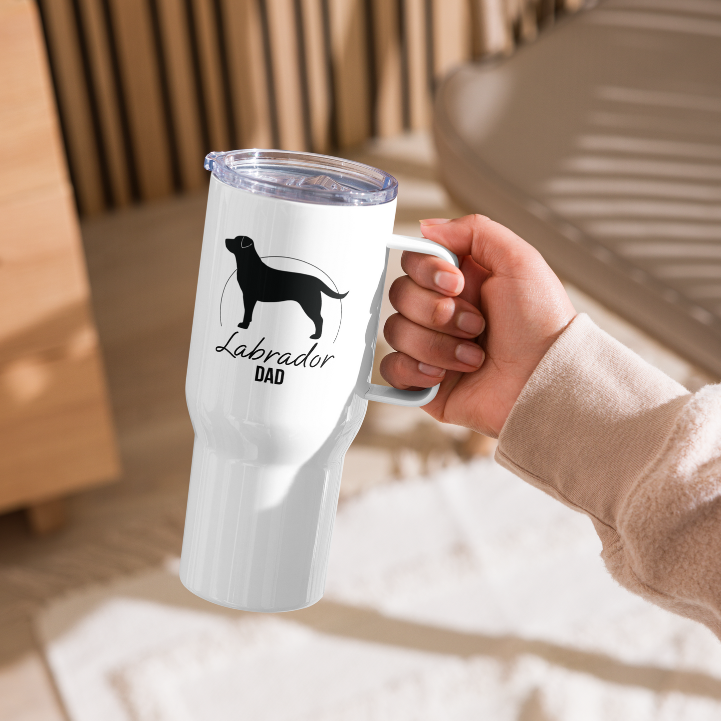 Labrador Dog Dad Stainless Steel Travel Cup with Handle