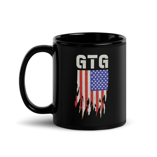Canine Revolution Apparel GTG GOOD TO GO American Flag Black Ceramic Mug