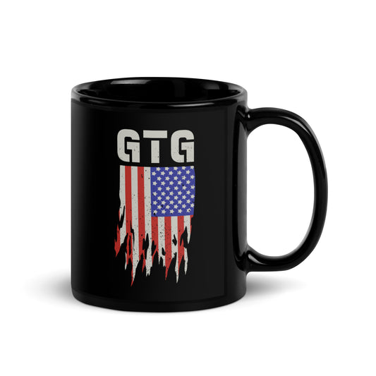 Canine Revolution Apparel GTG GOOD TO GO American Flag Black Ceramic Mug
