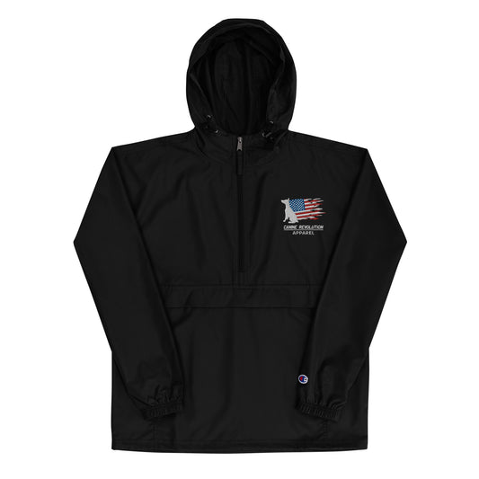 Canine Revolution Apparel Embroidered Packable Wind and Rain Resistant Jacket