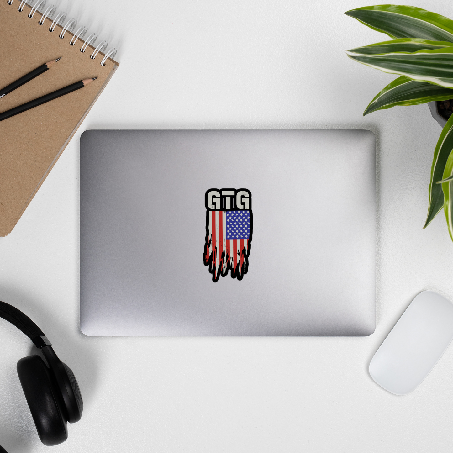 GTG American Flag 4" x 4" Durable Glossy Vinyl Sticker Decal for Car Notebook Cup