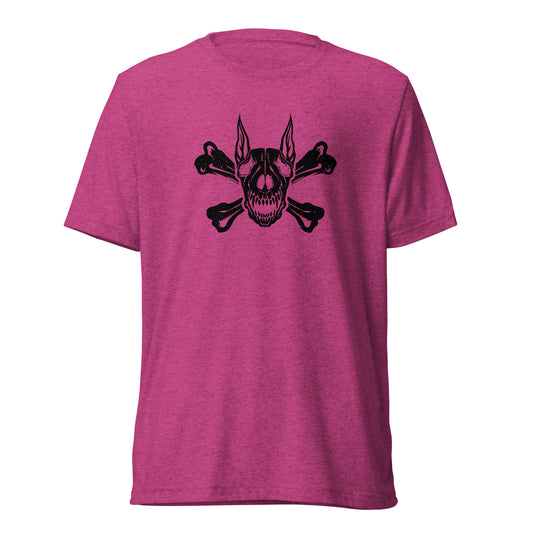 Pirate Doberman Dog Black Skull Unisex Tri-Blend T-Shirt
