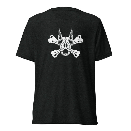 Pirate Doberman Dog White Skull Unisex Tri-Blend T-Shirt