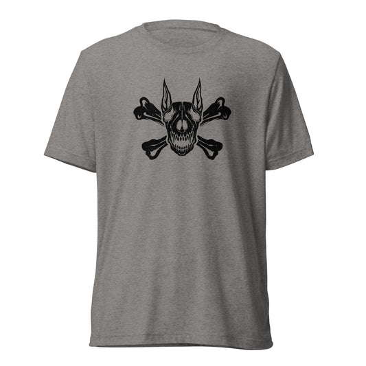 Pirate Doberman Dog Black Skull Unisex Tri-Blend T-Shirt