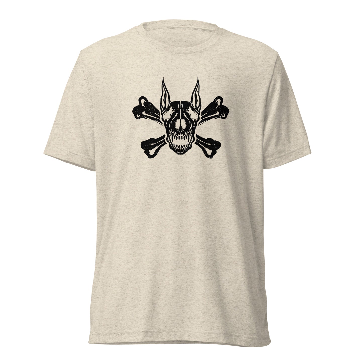 Pirate Doberman Dog Black Skull Unisex Tri-Blend T-Shirt