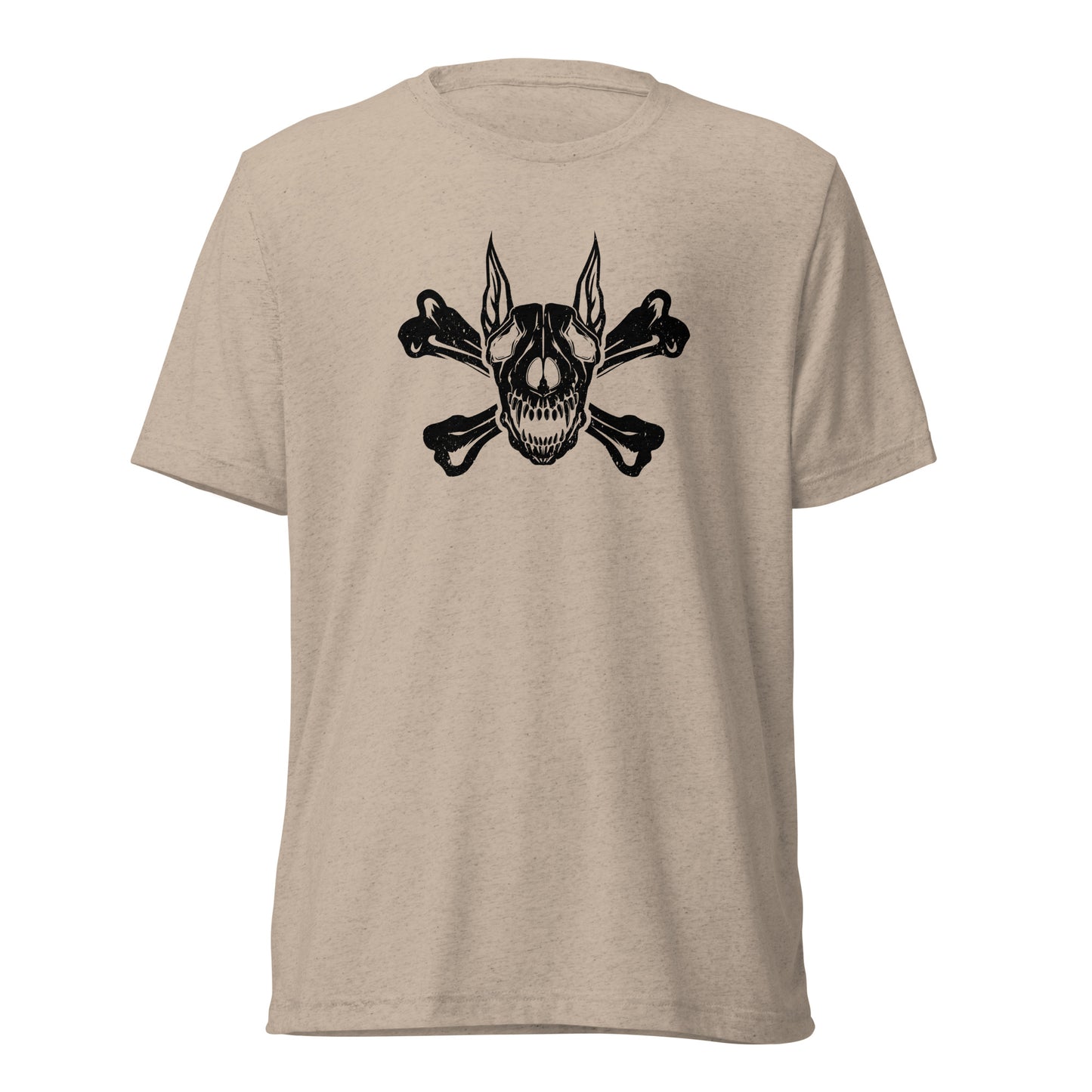 Pirate Doberman Dog Black Skull Unisex Tri-Blend T-Shirt