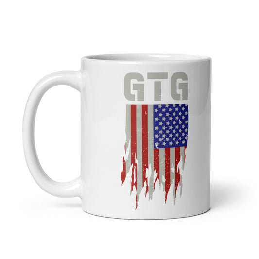 Canine Revolution Apparel GTG GOOD TO GO American Flag White Ceramic Mug