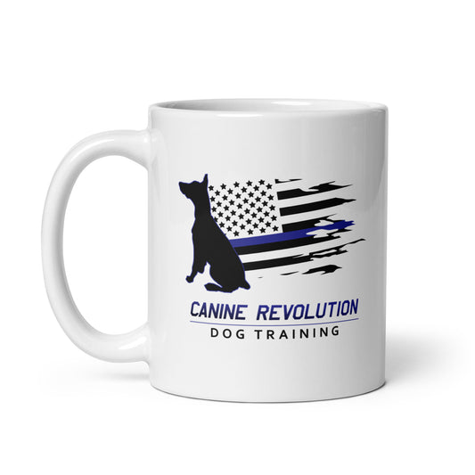 Canine Revolution Dog Training Thin Blue Line White Ceramic Mug