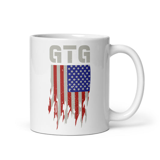 Canine Revolution Apparel GTG GOOD TO GO American Flag White Ceramic Mug