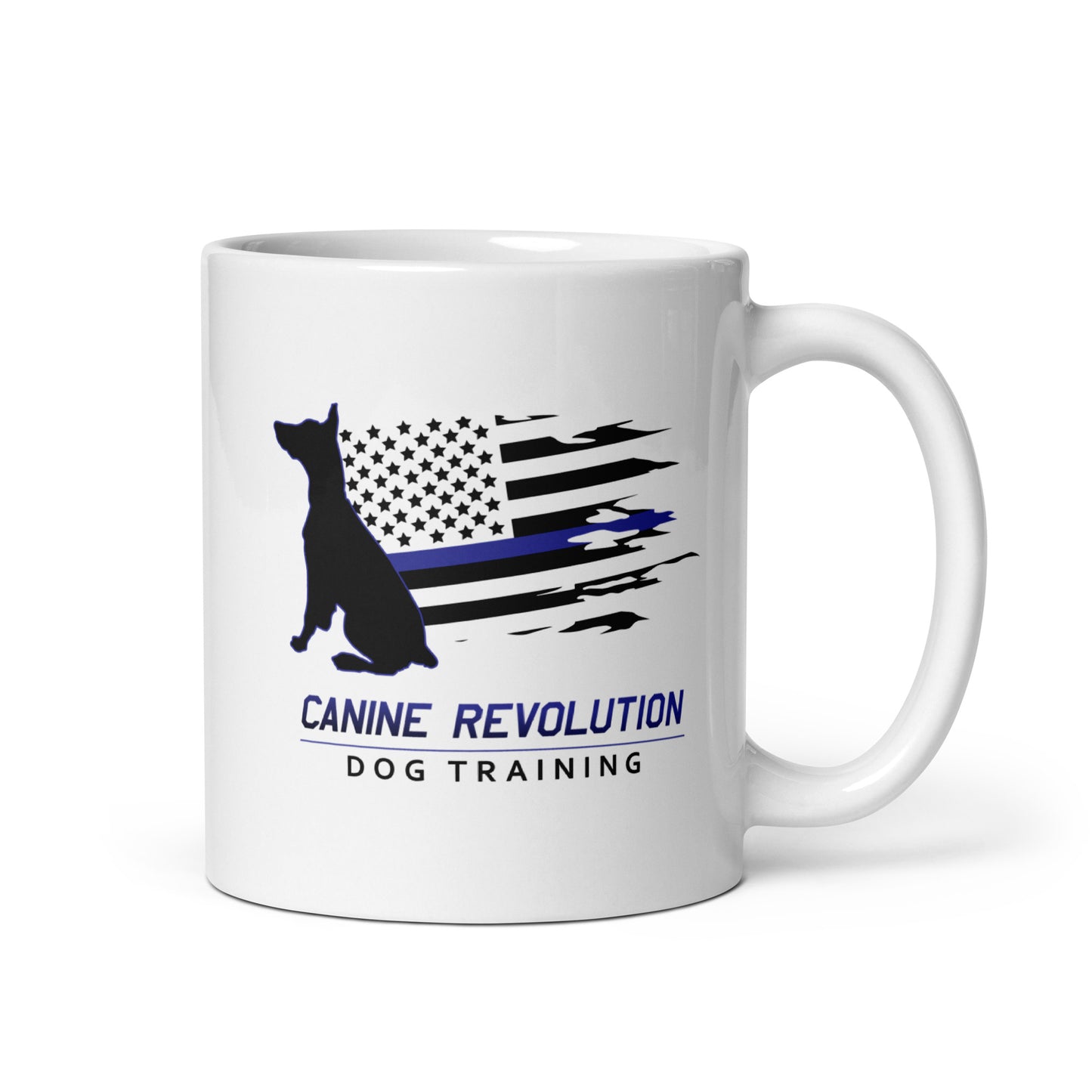 Canine Revolution Dog Training Thin Blue Line White Ceramic Mug
