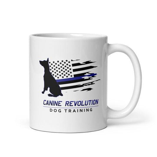Canine Revolution Dog Training Thin Blue Line White Ceramic Mug